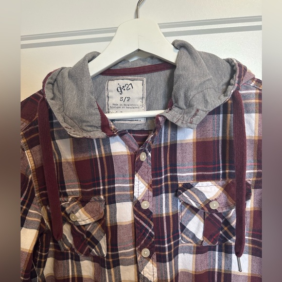 3/$15 Button Down Plaid Shirt with Hood - Picture 3 of 3